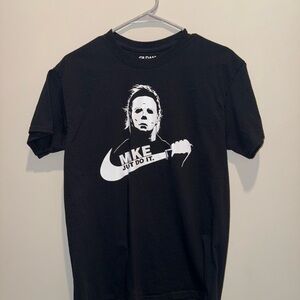 Gildan Black Graphic Tee with White Design